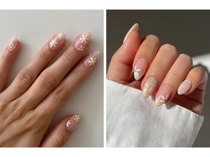Маникюр «цветы + нюд», которые этой весной будут носить Селена Гомес и Марго Робби